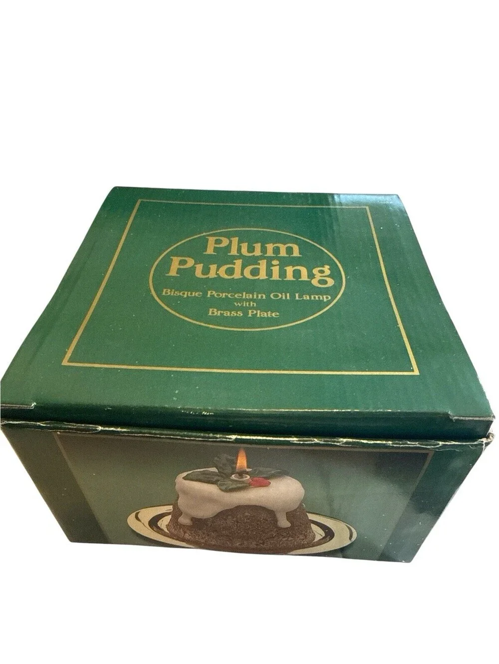 Department 56 Plum Pudding Bisque Porcelain Oil Lamp Vintage 1985 NIB